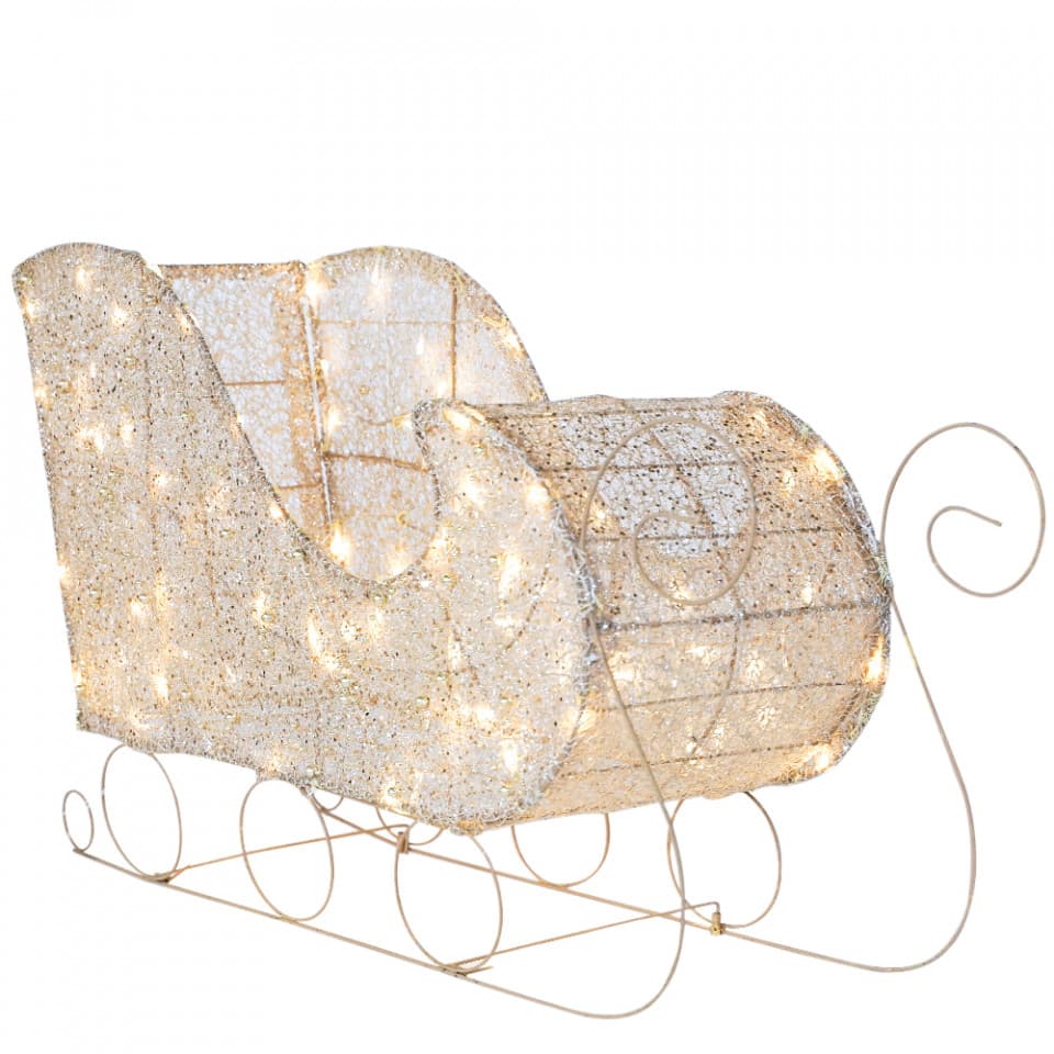 Sanie cu plasa chamapagne cu decor de margele, cu lumini 80 led-uri albe calde + transformator