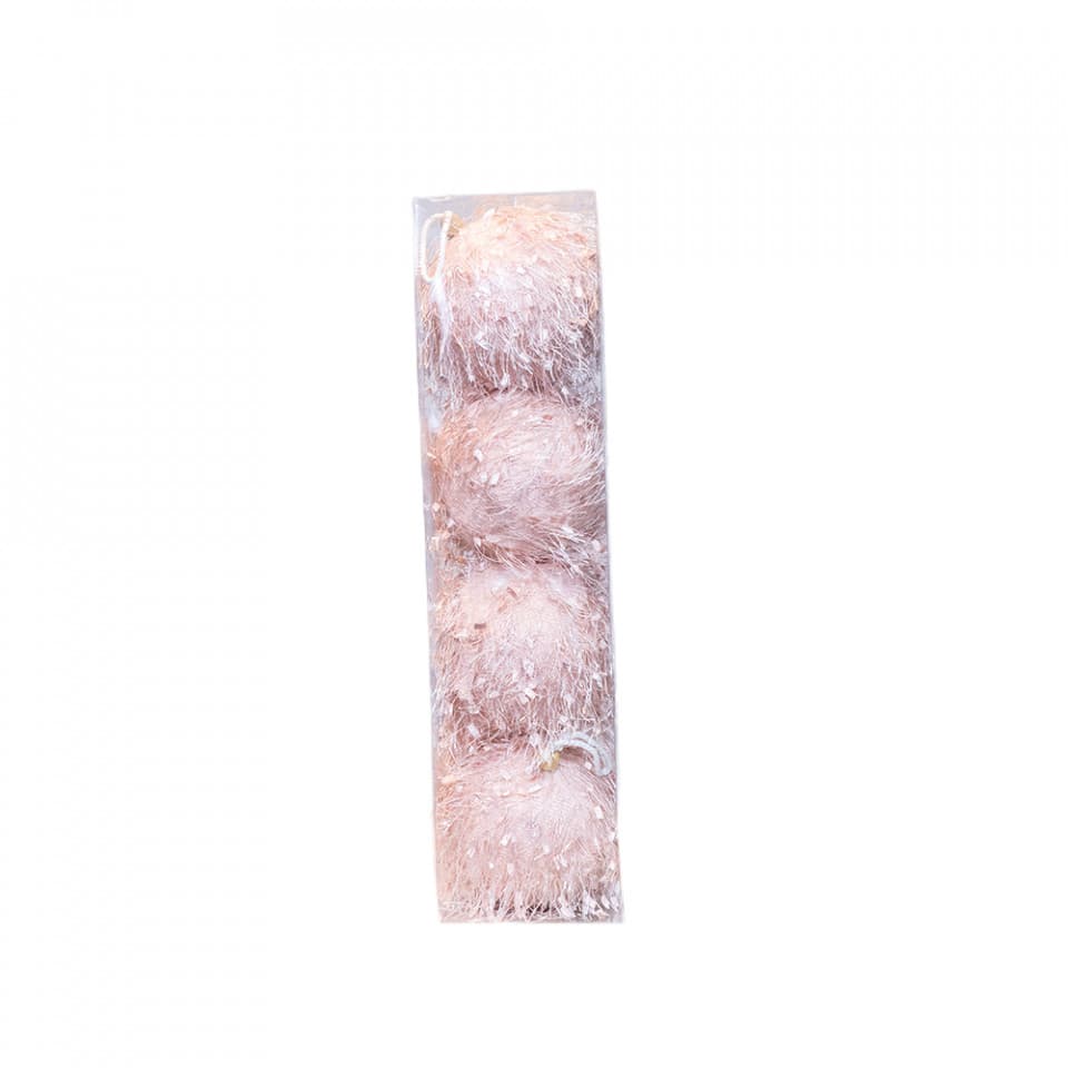 Set 4 globuri din polistiren, culoare roz, diametru 10cm, BL-6000PK