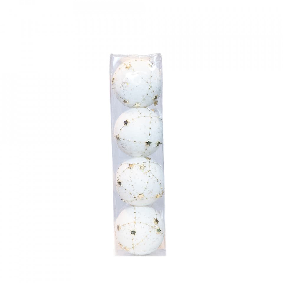 Set 4 globuri din polistiren, culoare roz, diametru 10cm, BL-6002W
