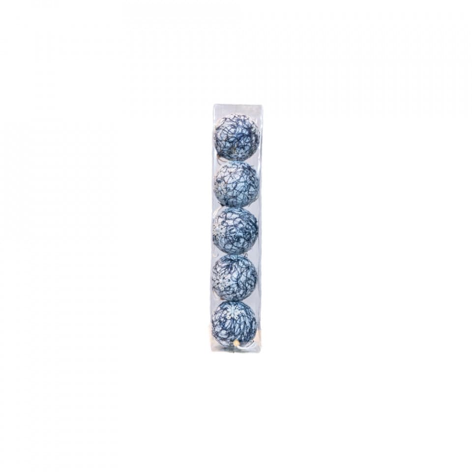 Set 5 globuri din polistiren, culoare albastru, diametru 10cm, BL-6017DB