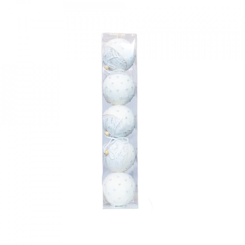Set 5 globuri din polistiren, culoare argintiu, diametru 10cm, BL-6018S