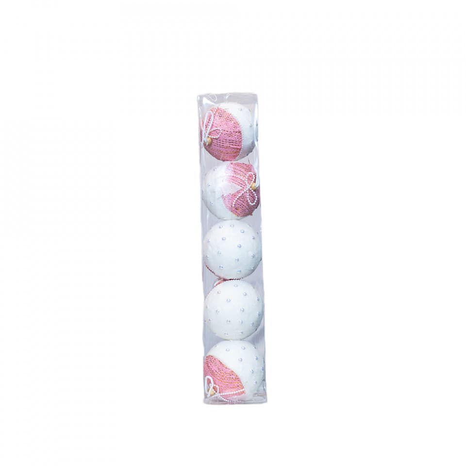 Set 5 globuri din polistiren, culoare roz, diametru 10cm, BL-6018PK